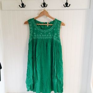 Kelly Green Embroidered Cutout Dress